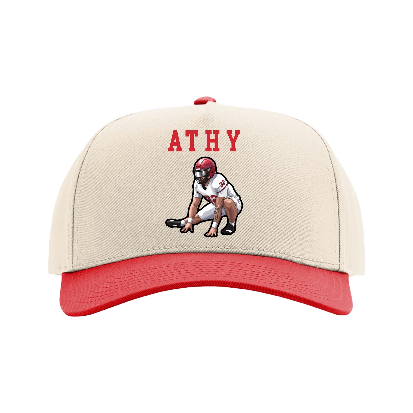 Full Fabric Five-Panel Champ Cap — Shirsey in Cream/Red