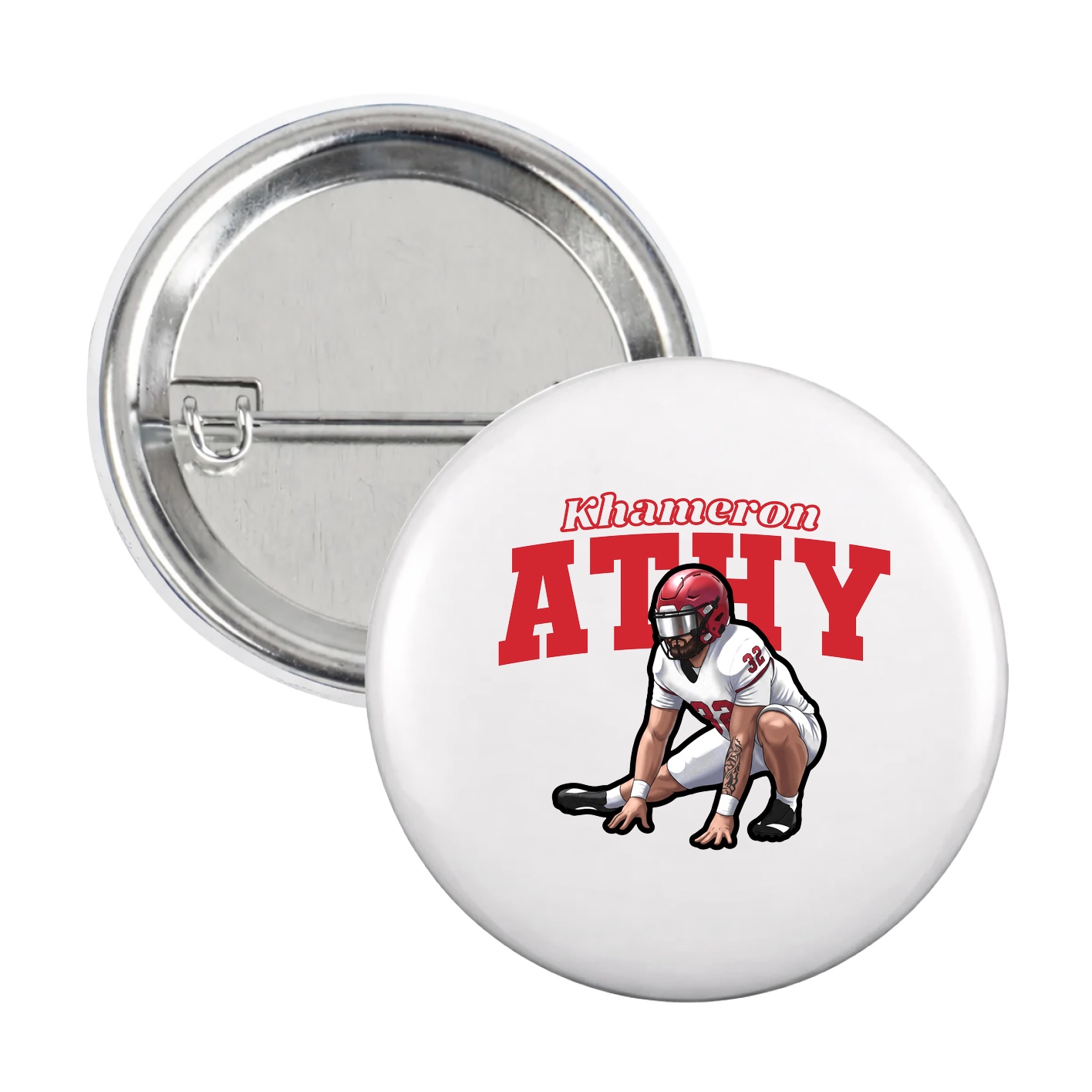 Game Day Button — Name Arch in White