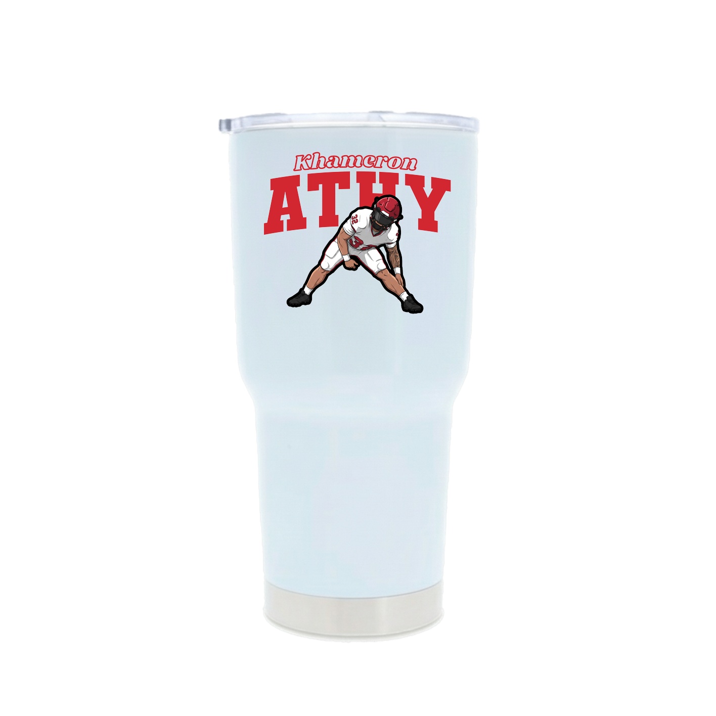 30oz Stainless Steel Tumbler — Name Arch in White
