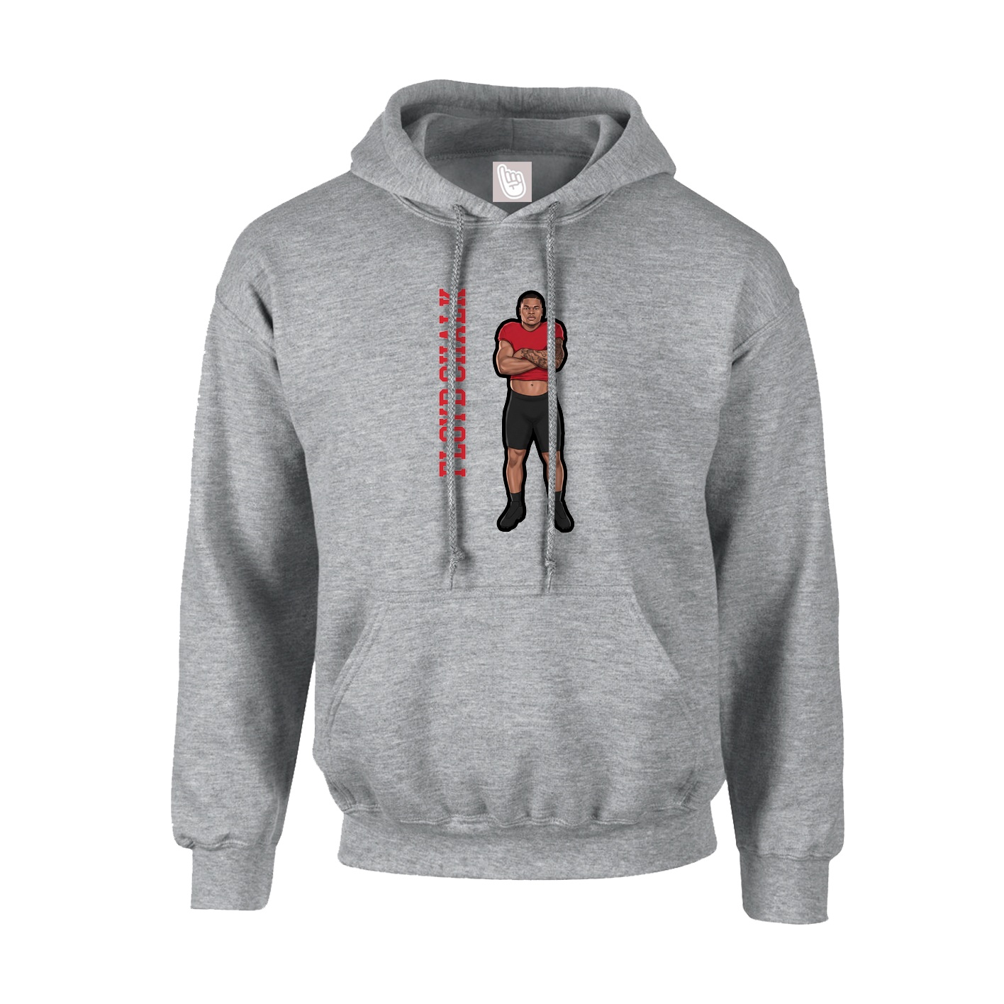 Hoodie — Name Vertical in Grey