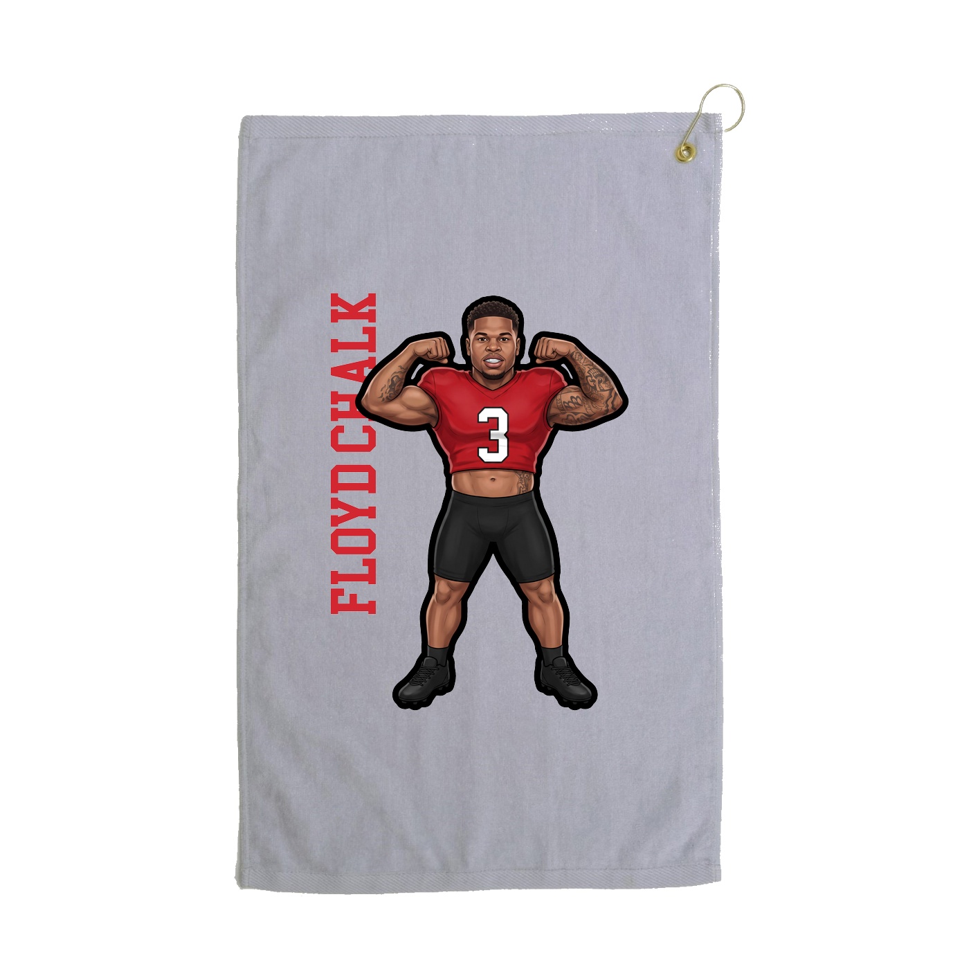 Golf Towel — Name Vertical in Grey