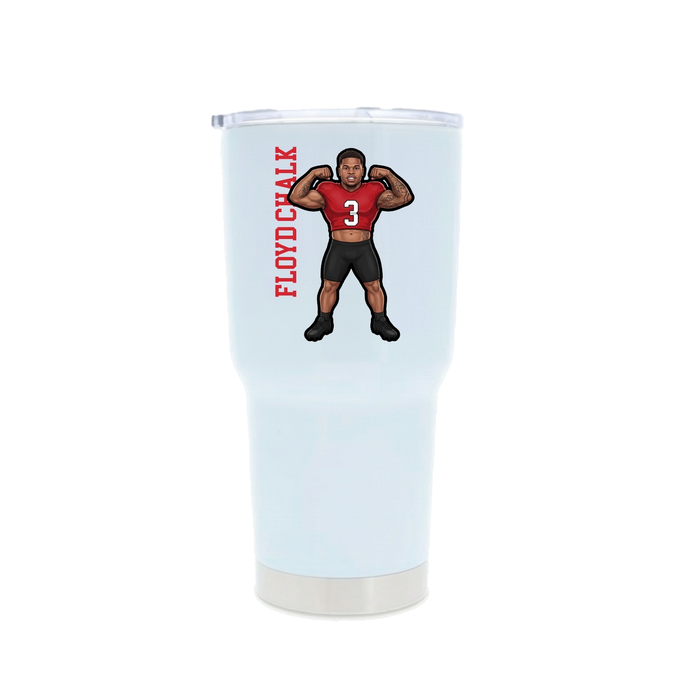 30oz Stainless Steel Tumbler — Name Vertical in White