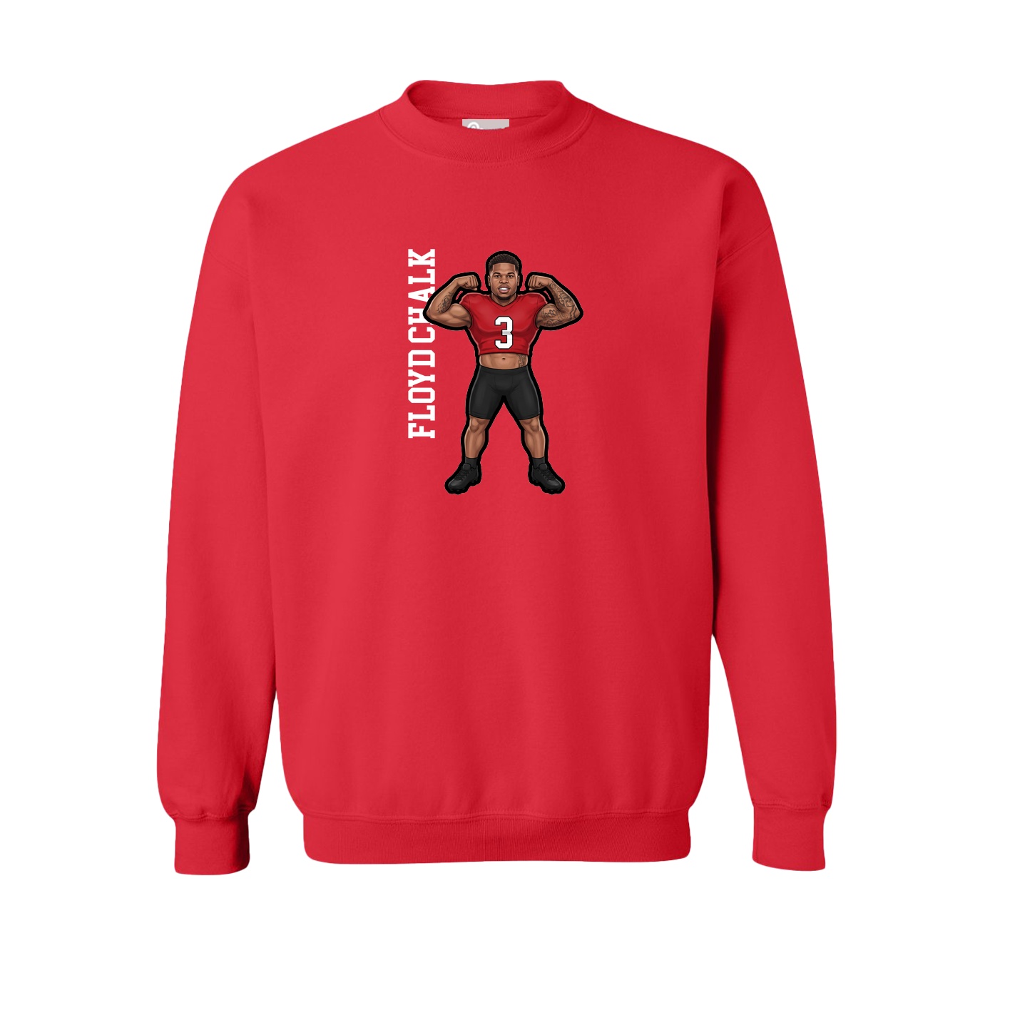 Fleece Crew — Name Vertical in Red