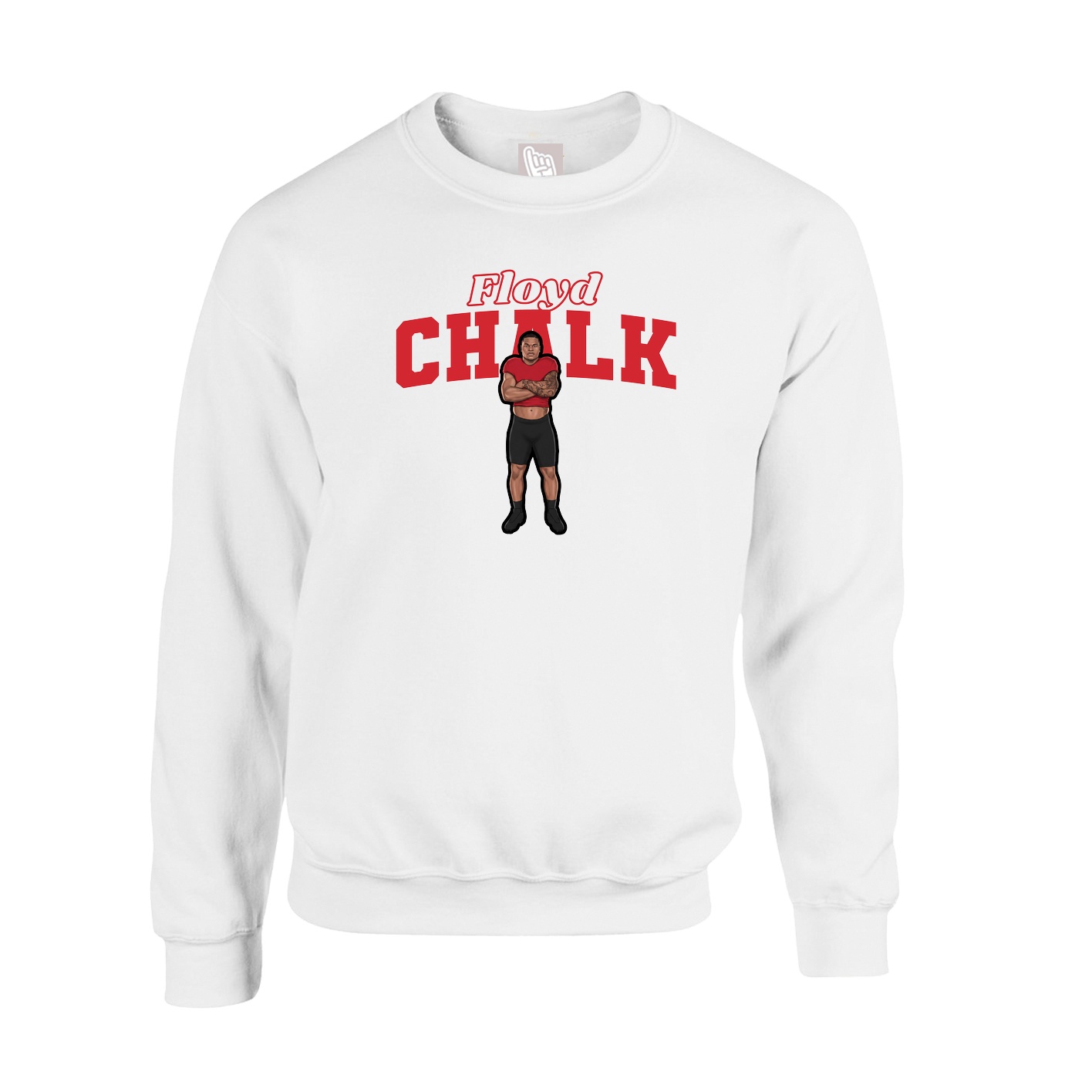 Fleece Crew — Name Arch in White