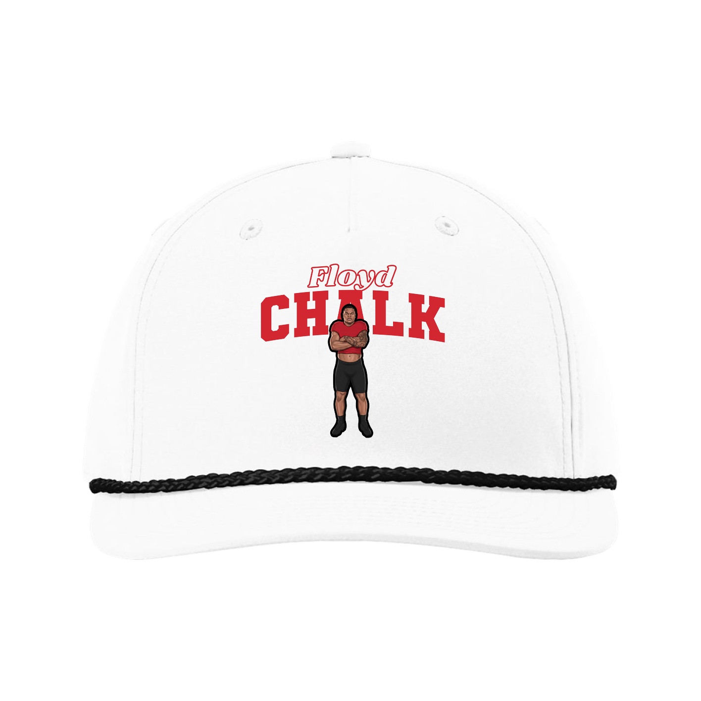 Five-Panel Classic Rope Cap — Name Arch in White