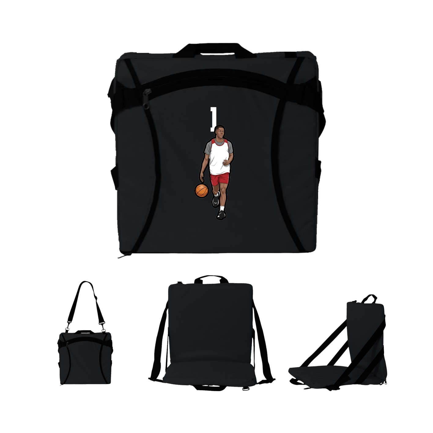 Folding Stadium Seat — Number Top in Black