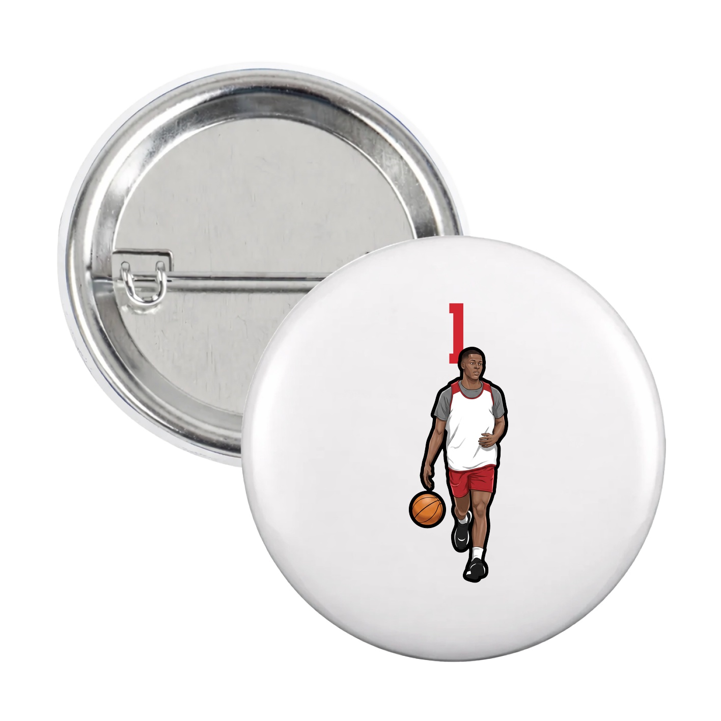 Game Day Button — Number Top in White