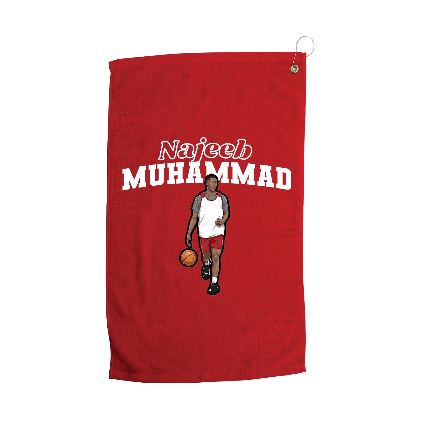 Golf Towel — Name Arch in Red
