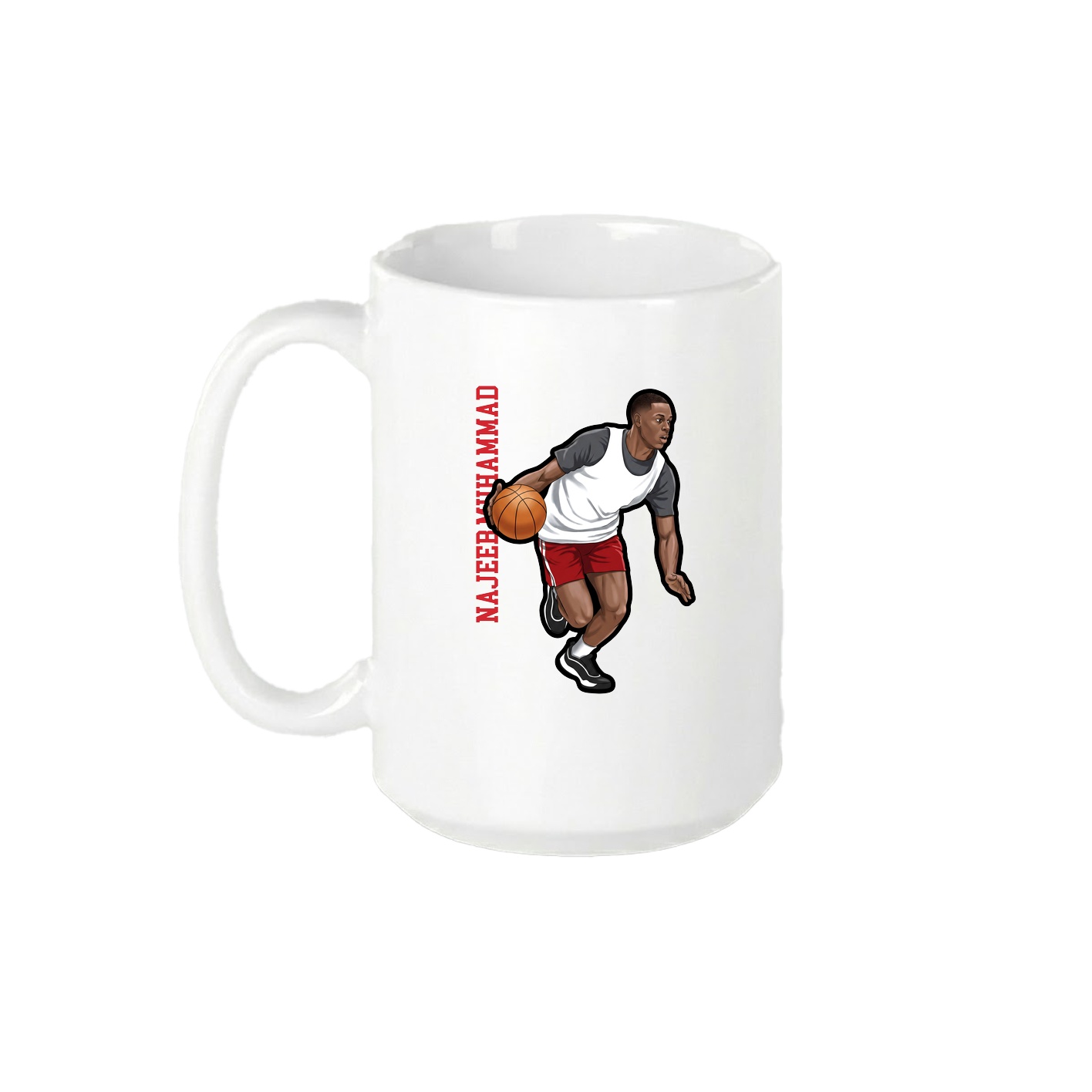 15oz Coffee Mug — Name Vertical in White