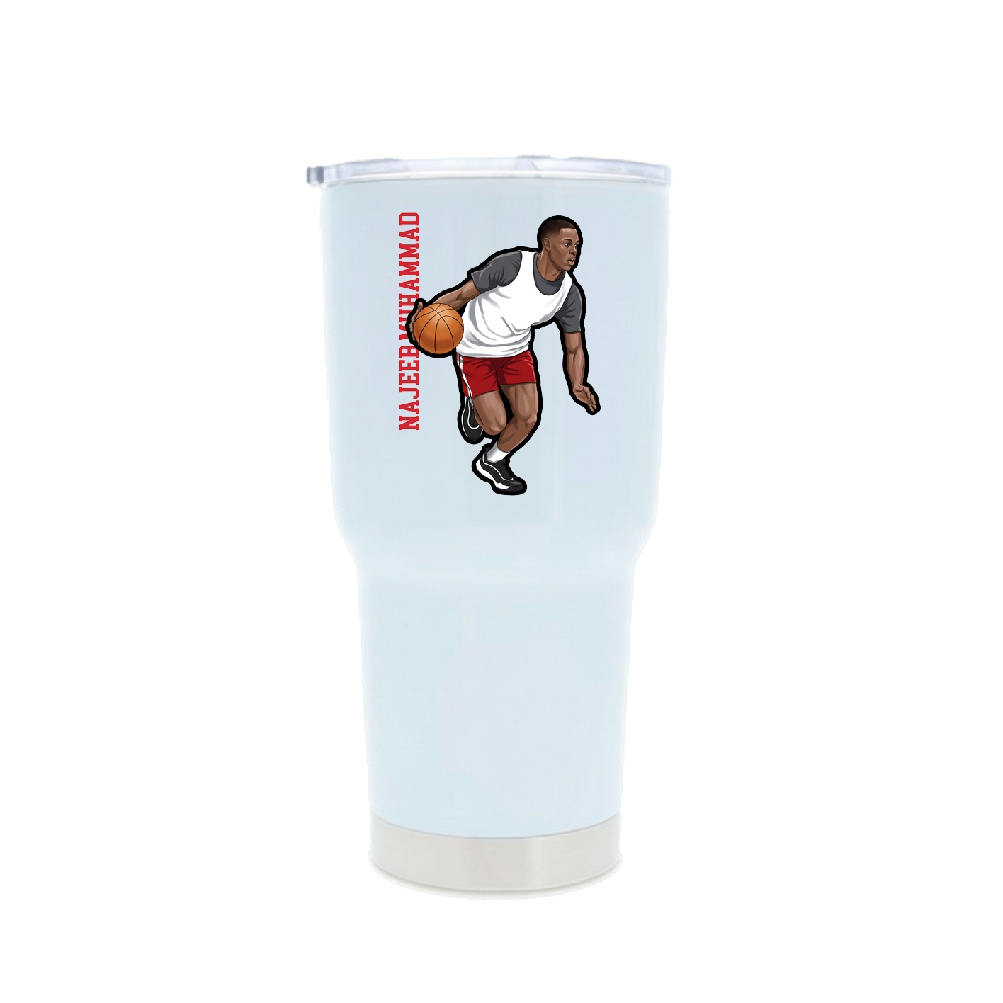 30oz Stainless Steel Tumbler — Name Vertical in White