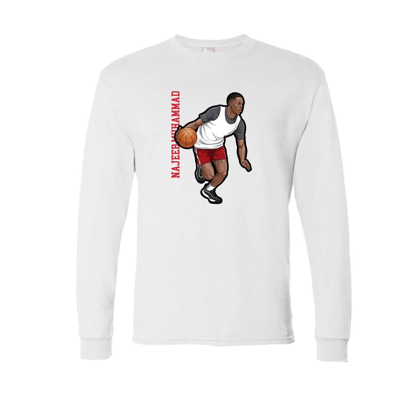 Long Sleeve Tee — Name Vertical in White