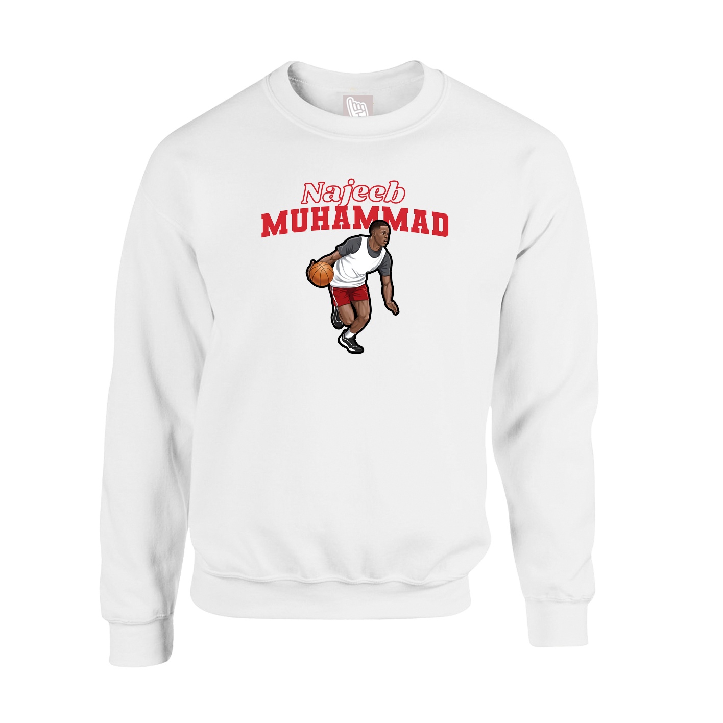 Fleece Crew — Name Arch in White