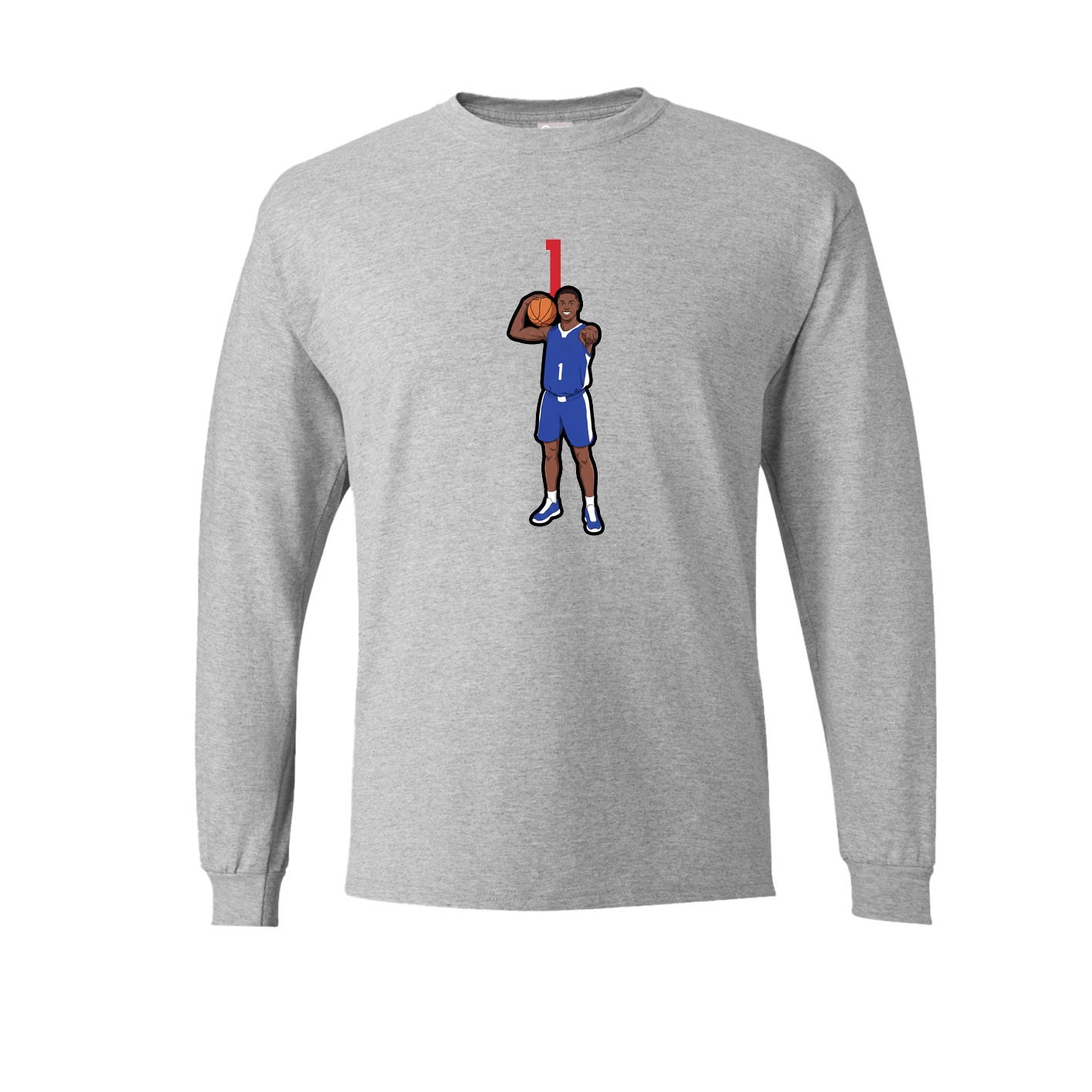 Long Sleeve Tee — Number Top in Grey