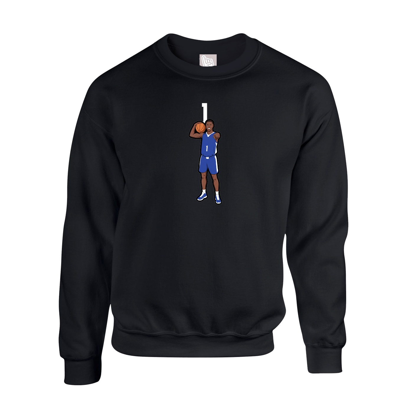 Fleece Crew — Number Top in Black