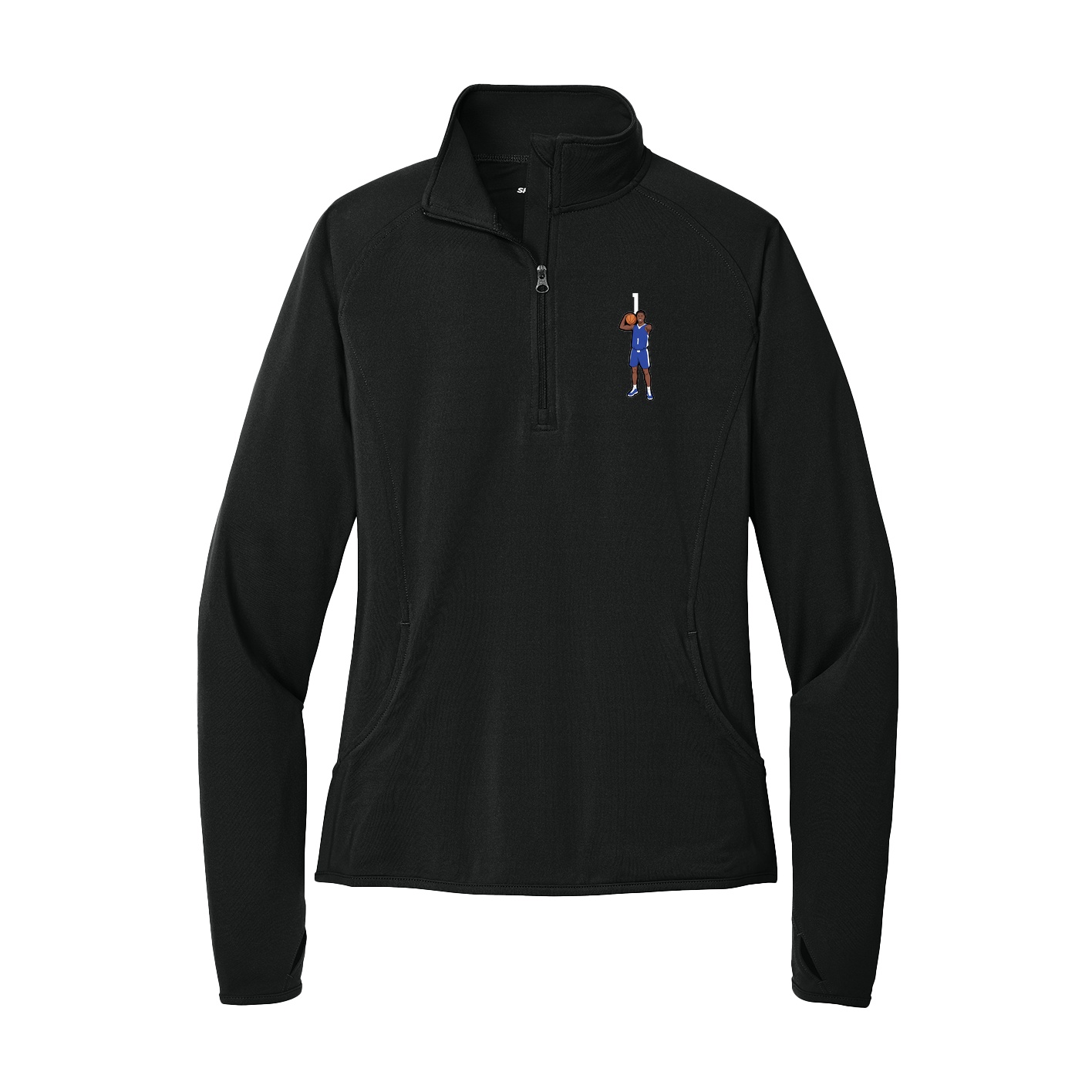 Women's Q-Zip Pullover — Number Top in Black