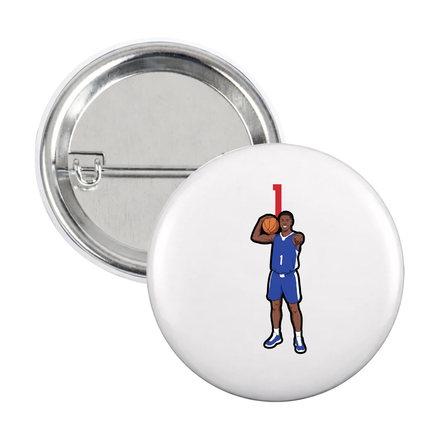 Game Day Button — Number Top in White