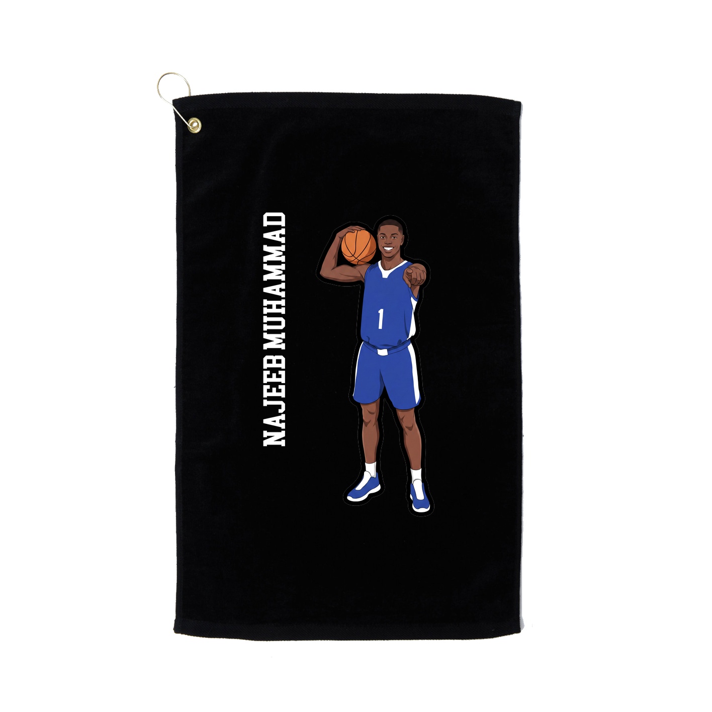 Golf Towel — Name Vertical in Black