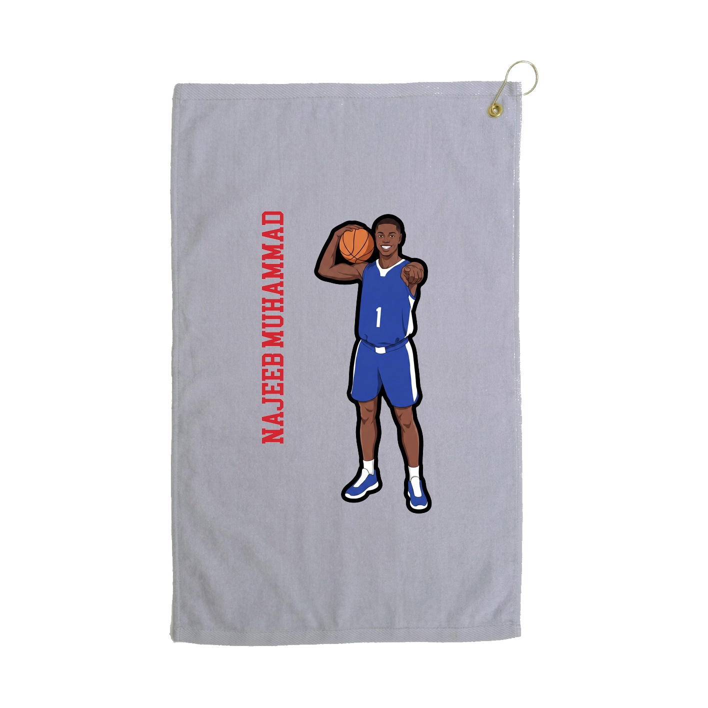 Golf Towel — Name Vertical in Grey