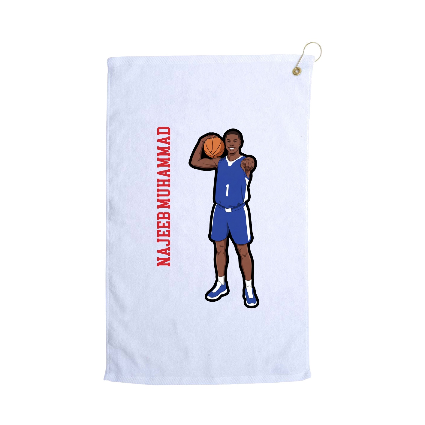 Golf Towel — Name Vertical in White