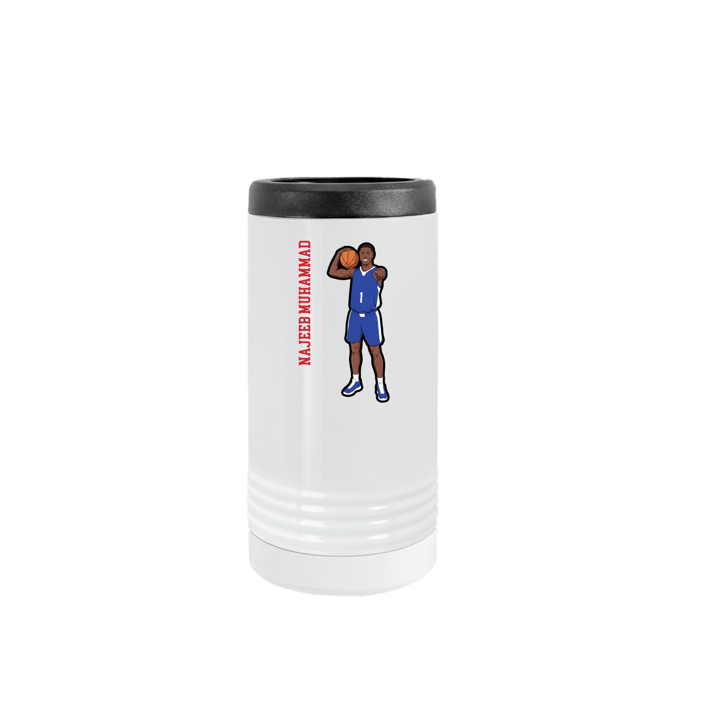 Slim Beverage Holder — Name Vertical in White