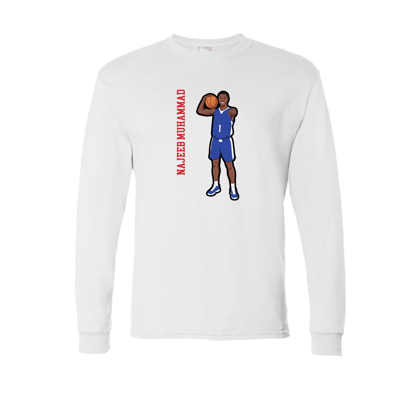 Long Sleeve Tee — Name Vertical in White