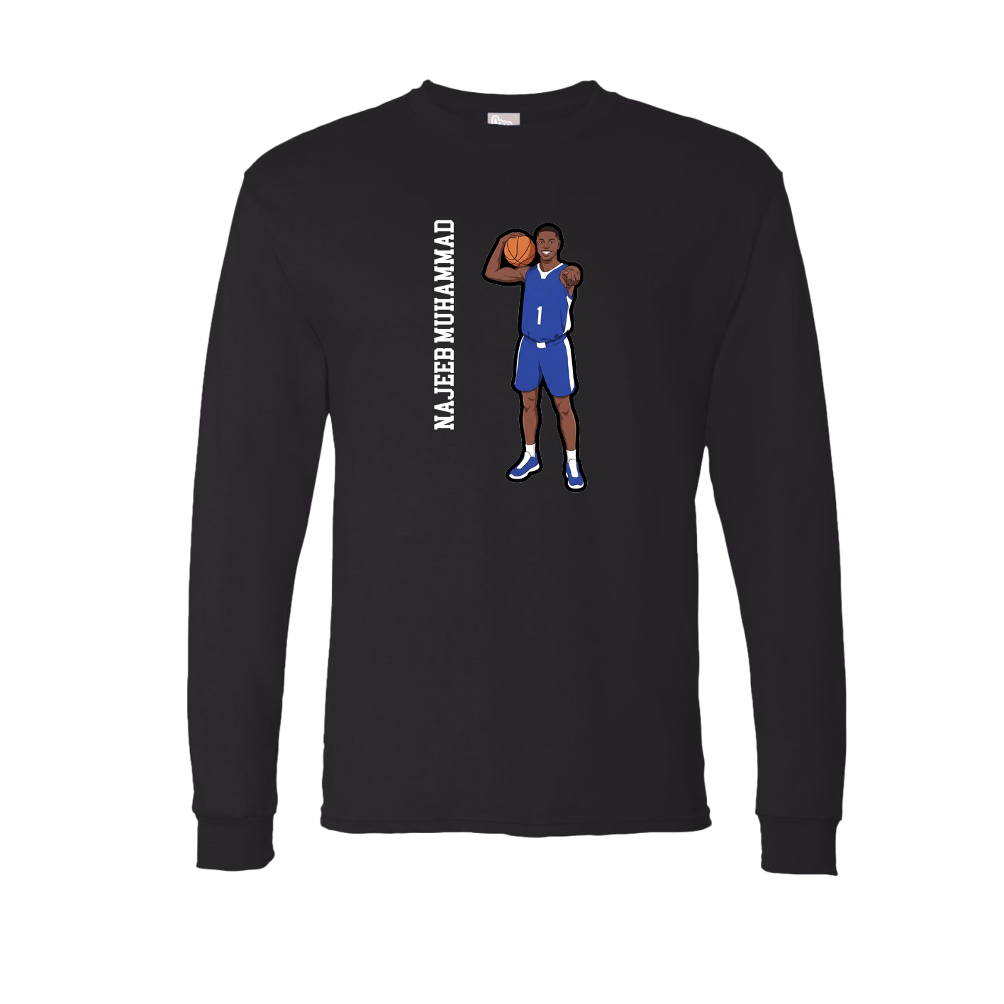 Long Sleeve Tee — Name Vertical in Black