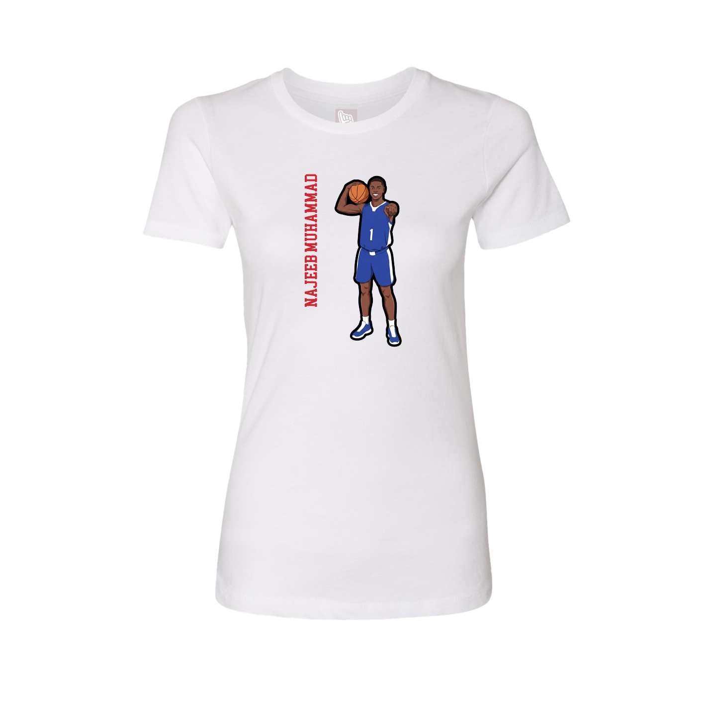 Womens Tee — Name Vertical in White