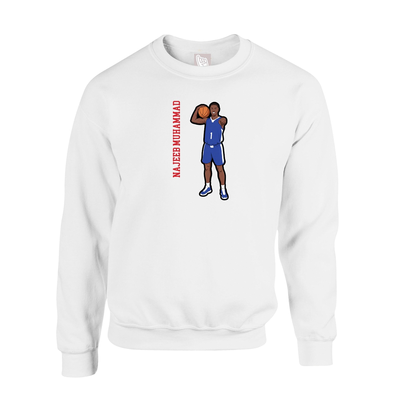 Fleece Crew — Name Vertical in White