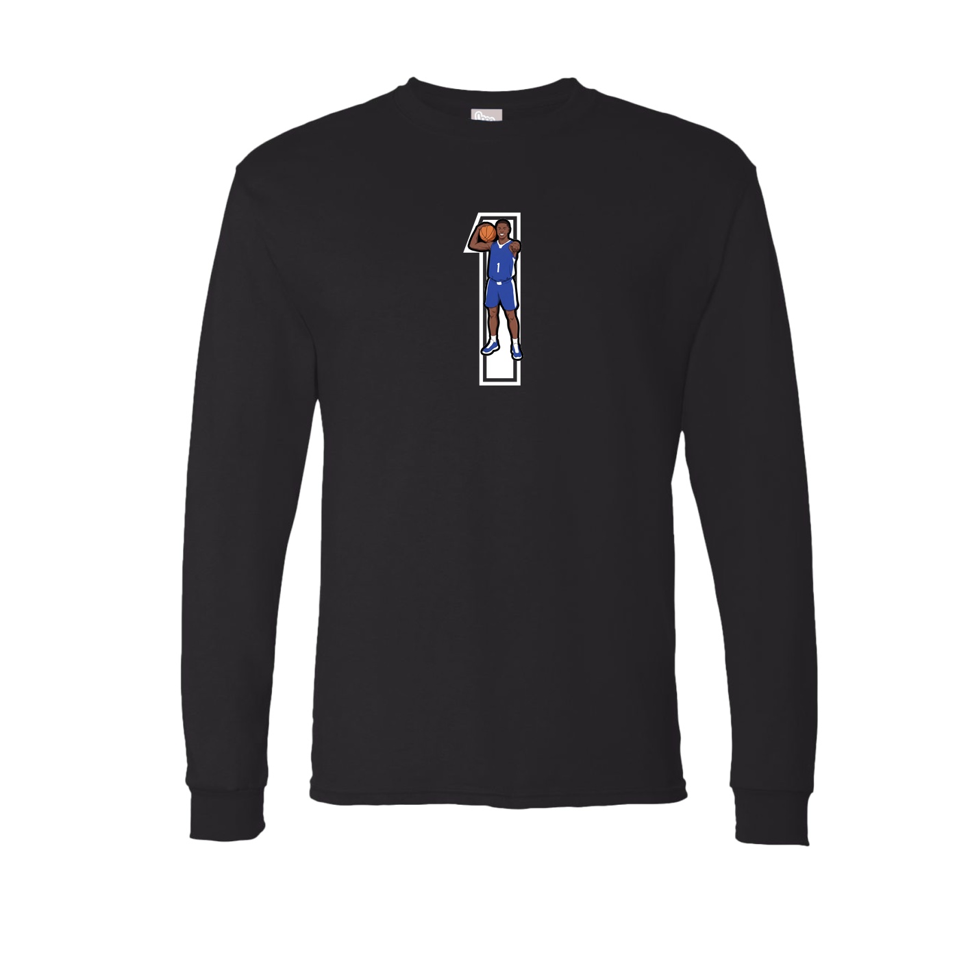 Long Sleeve Tee — Number in Black