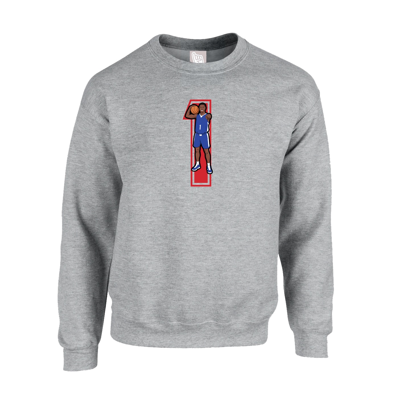 Fleece Crew — Number in Grey