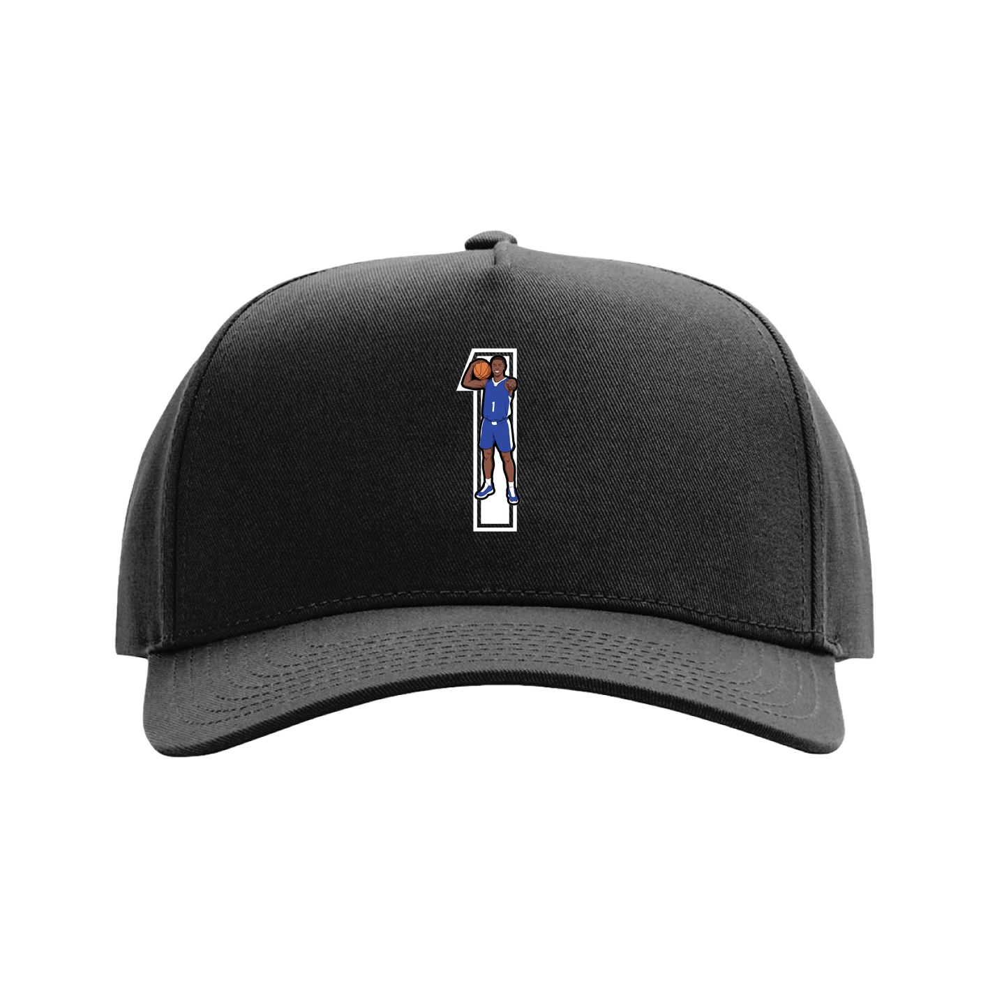 Full Fabric Five-Panel Champ Cap — Number in Black
