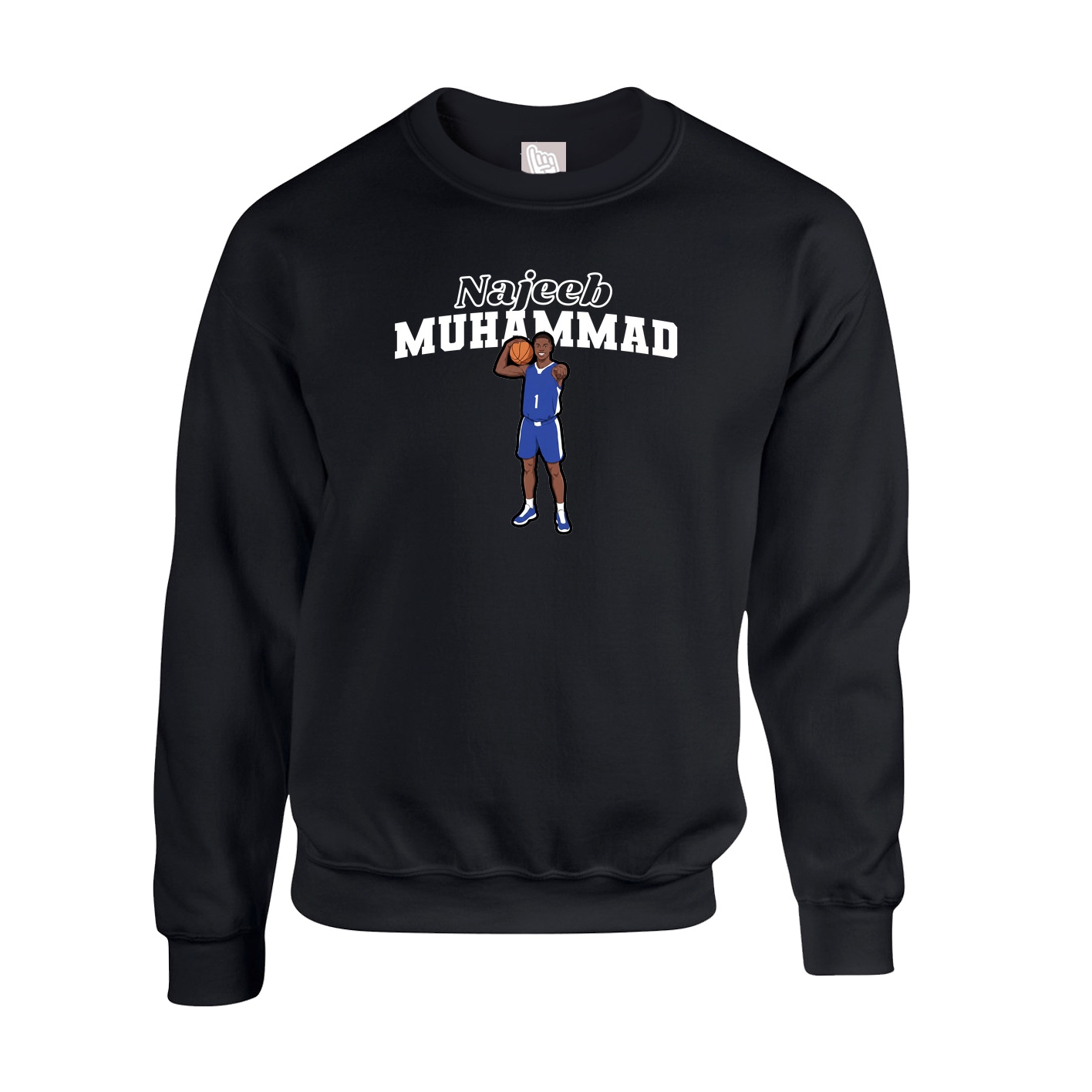 Fleece Crew — Name Arch in Black