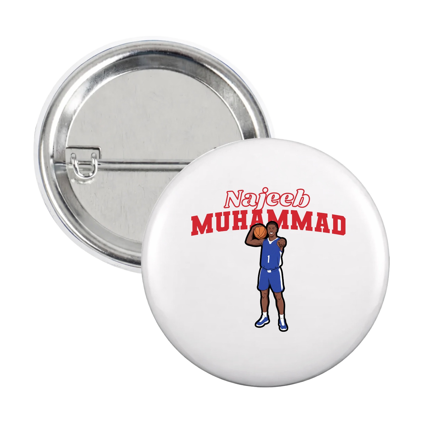 Game Day Button — Name Arch in White