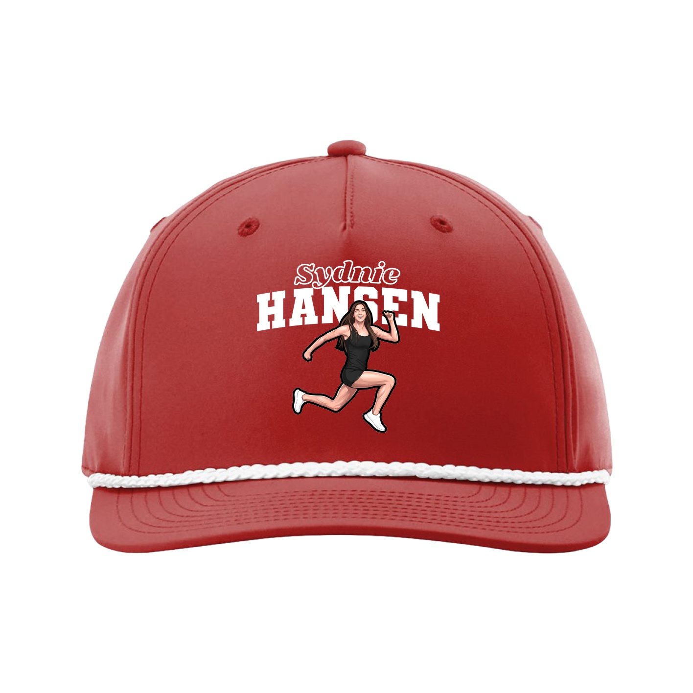 Five-Panel Classic Rope Cap — Name Arch in Red