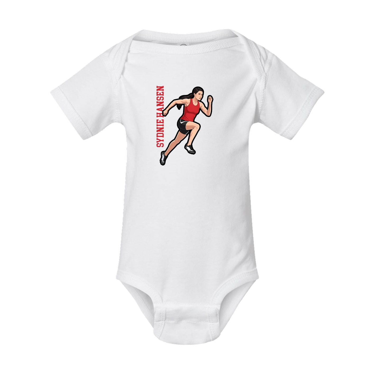 Baby Onesie — Name Vertical in White