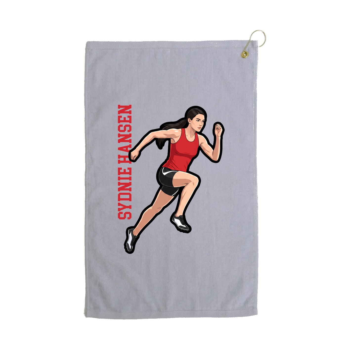 Golf Towel — Name Vertical in Grey