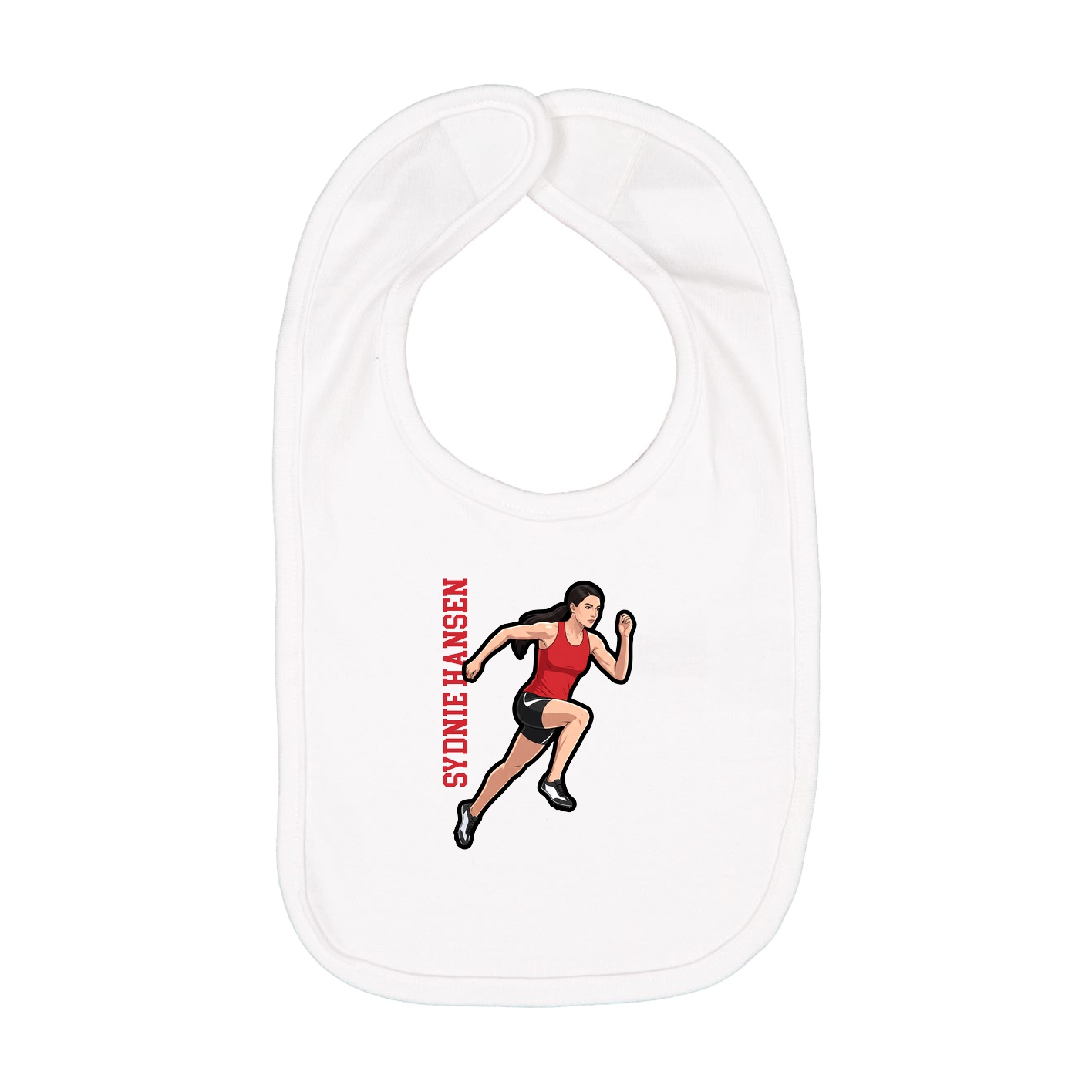 Infant Bib — Name Vertical in White