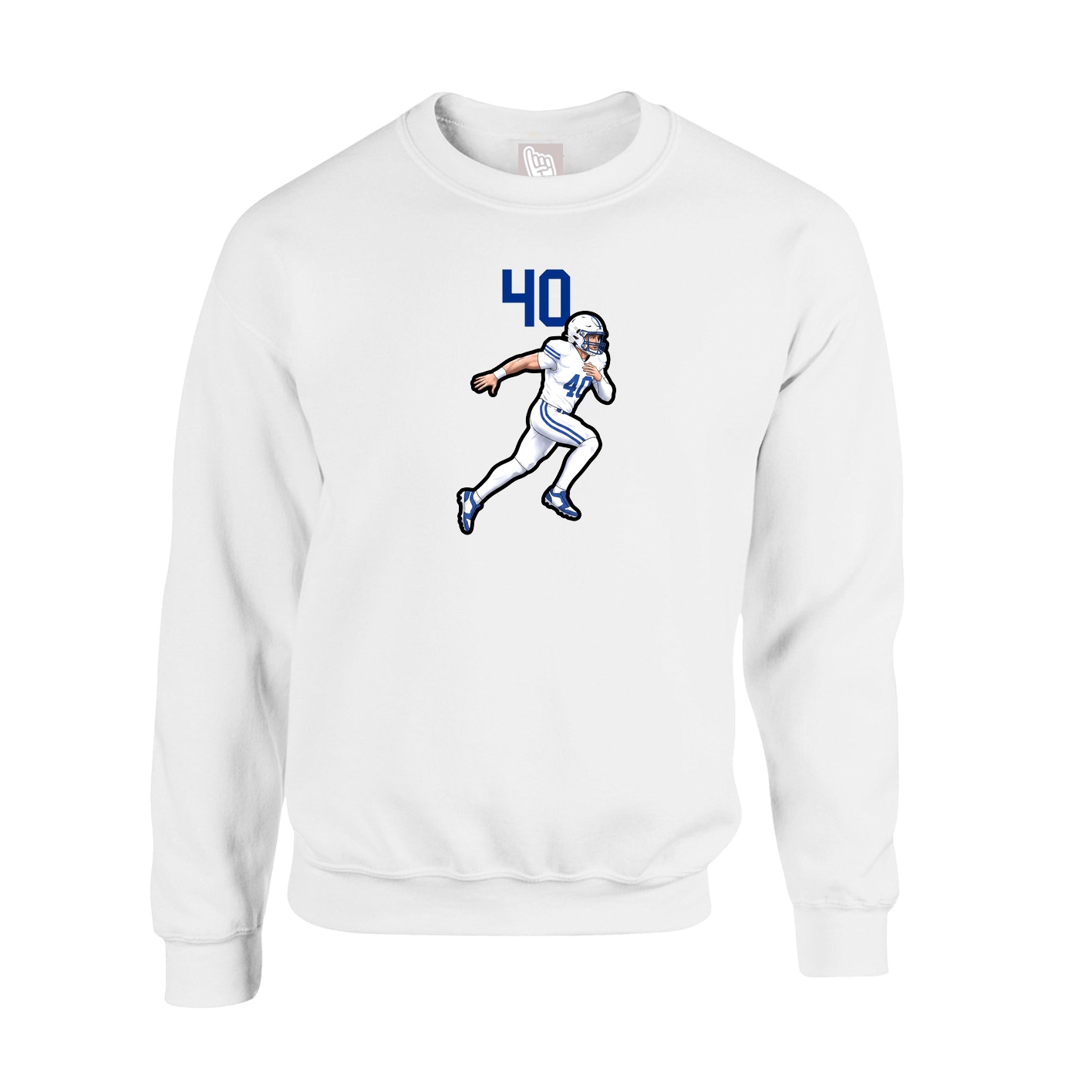 Fleece Crew — Number Top in White