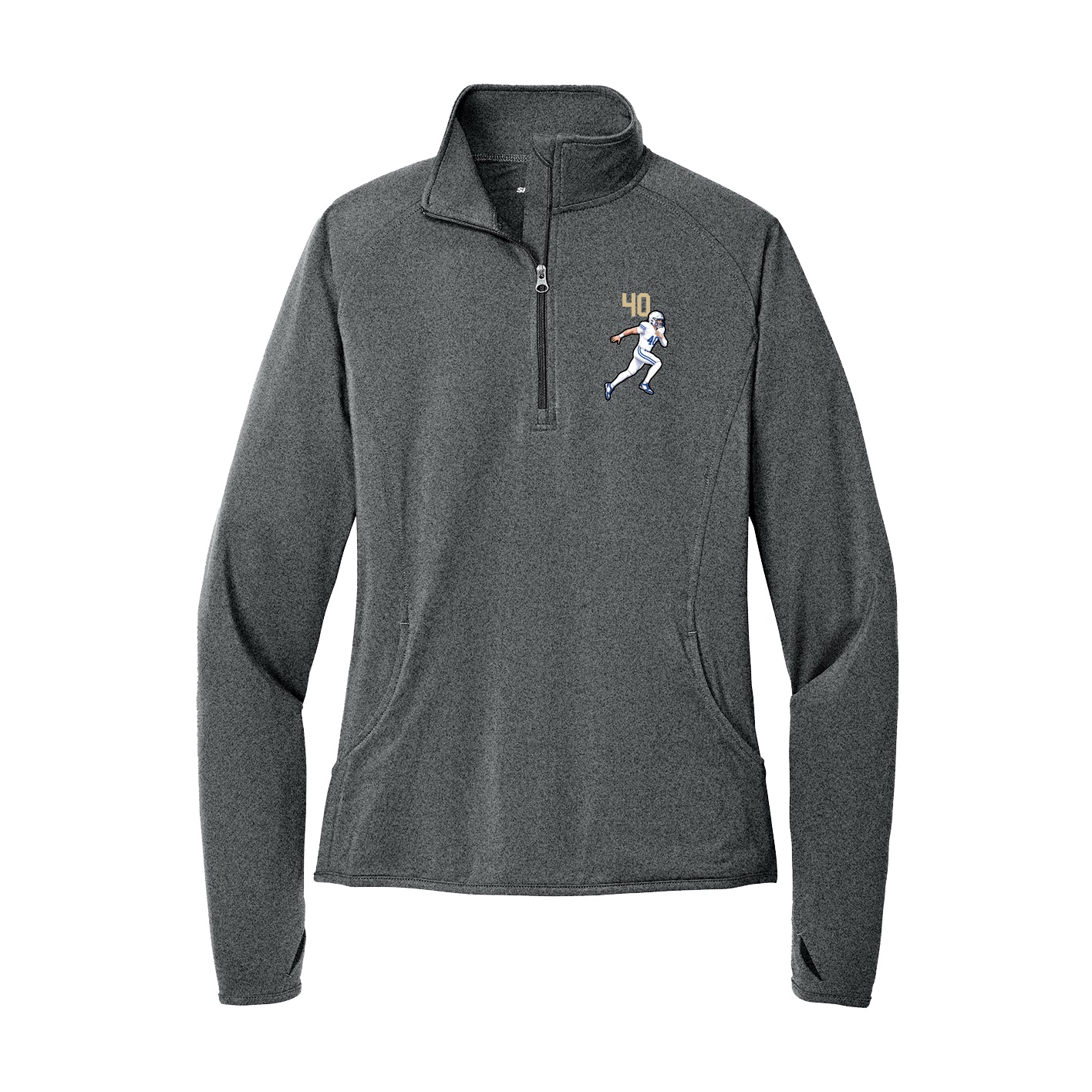 Women's Q-Zip Pullover — Number Top in Grey