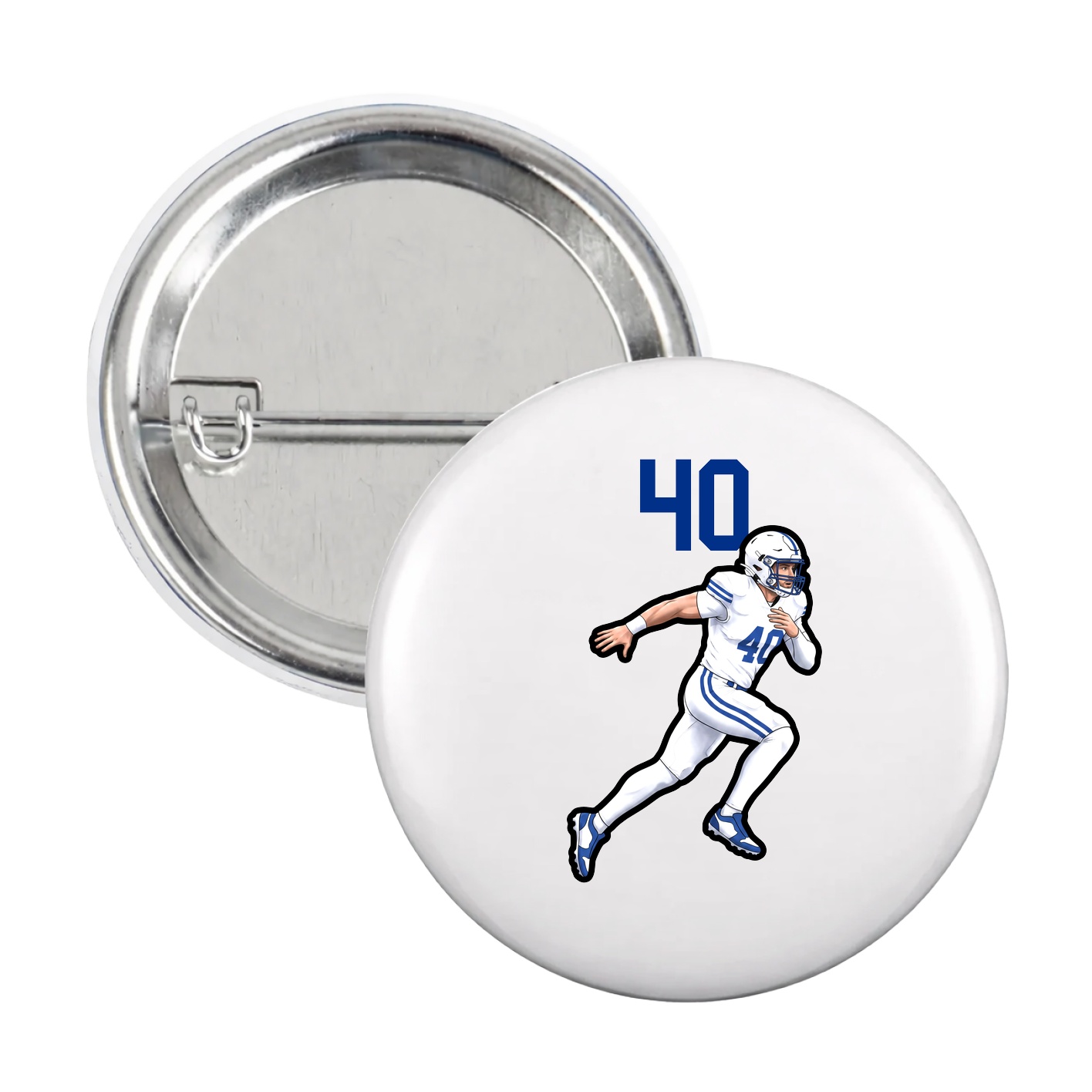 Game Day Button — Number Top in White
