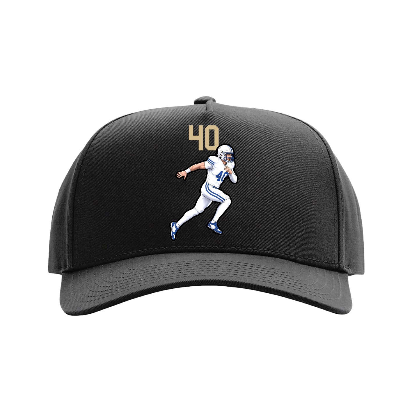 Full Fabric Five-Panel Champ Cap — Number Top in Black