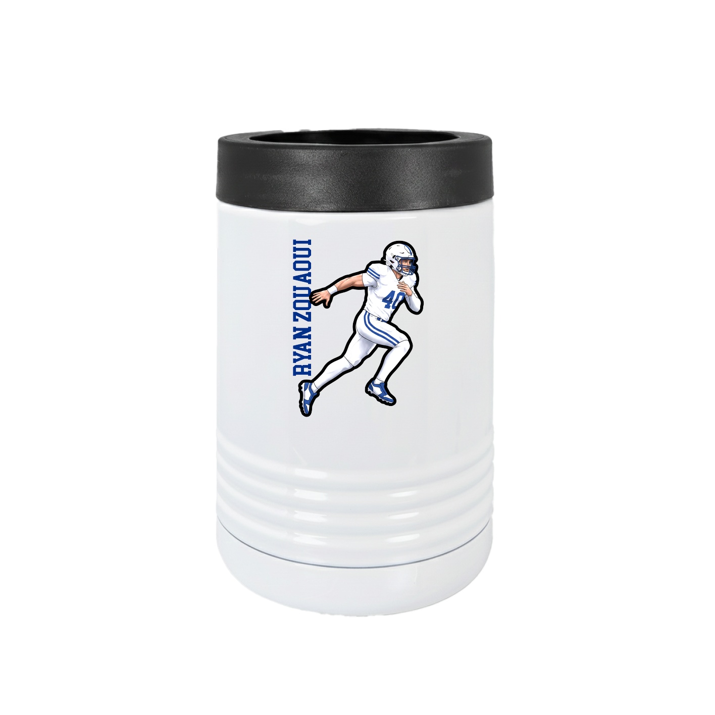 Beverage Holder — Name Vertical in White