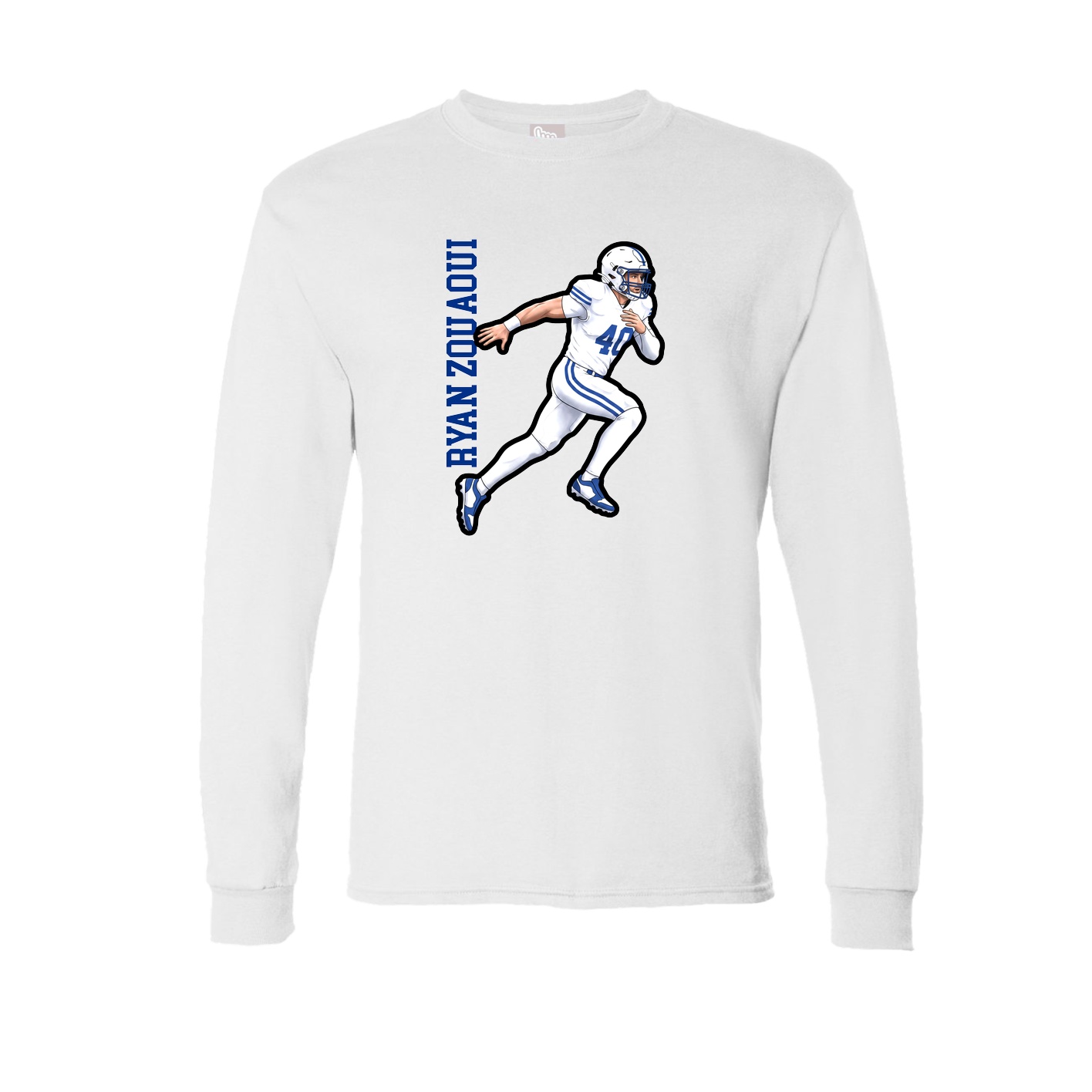Long Sleeve Tee — Name Vertical in White