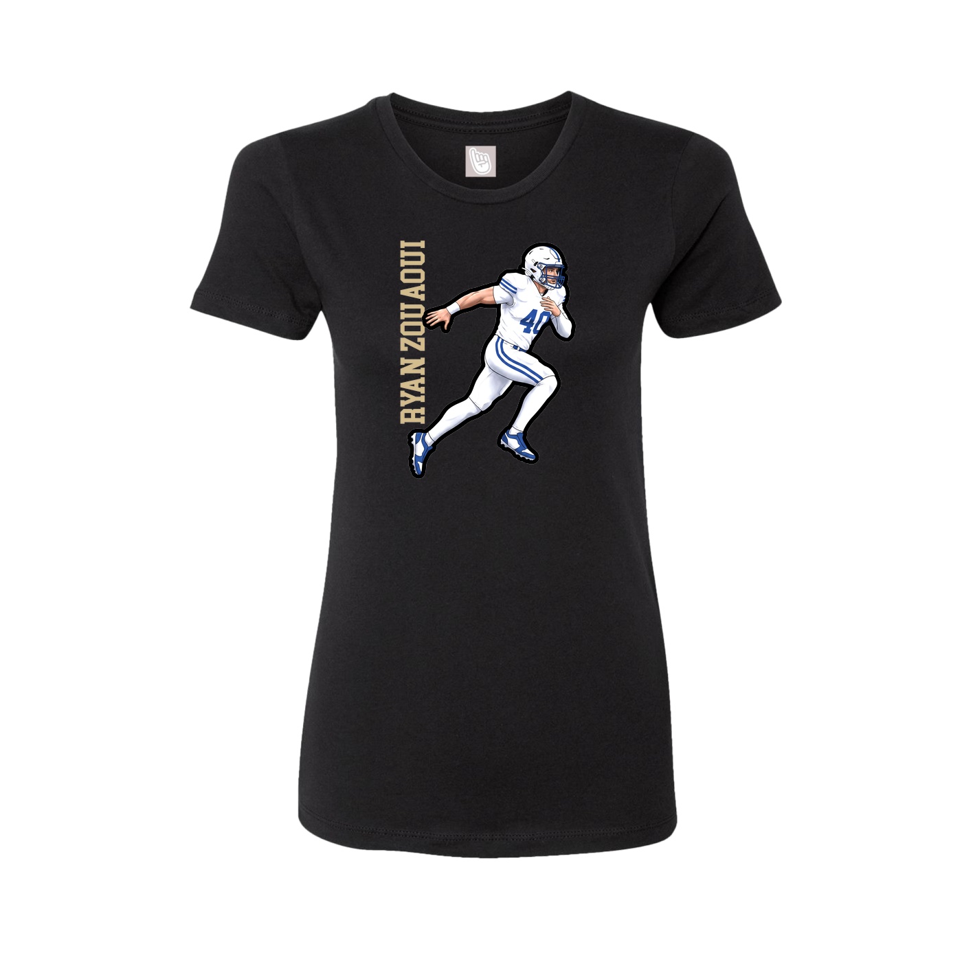 Fitted Women's Tee — Name Vertical in Black