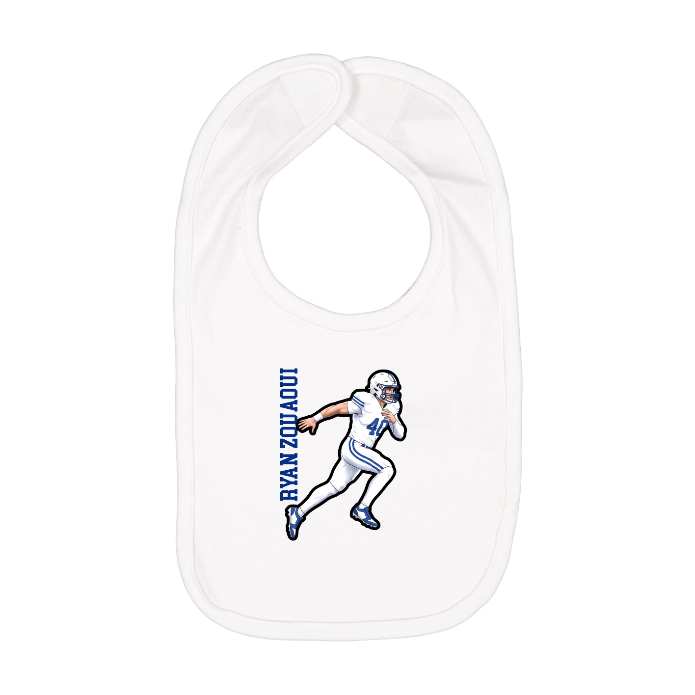 Infant Bib — Name Vertical in White