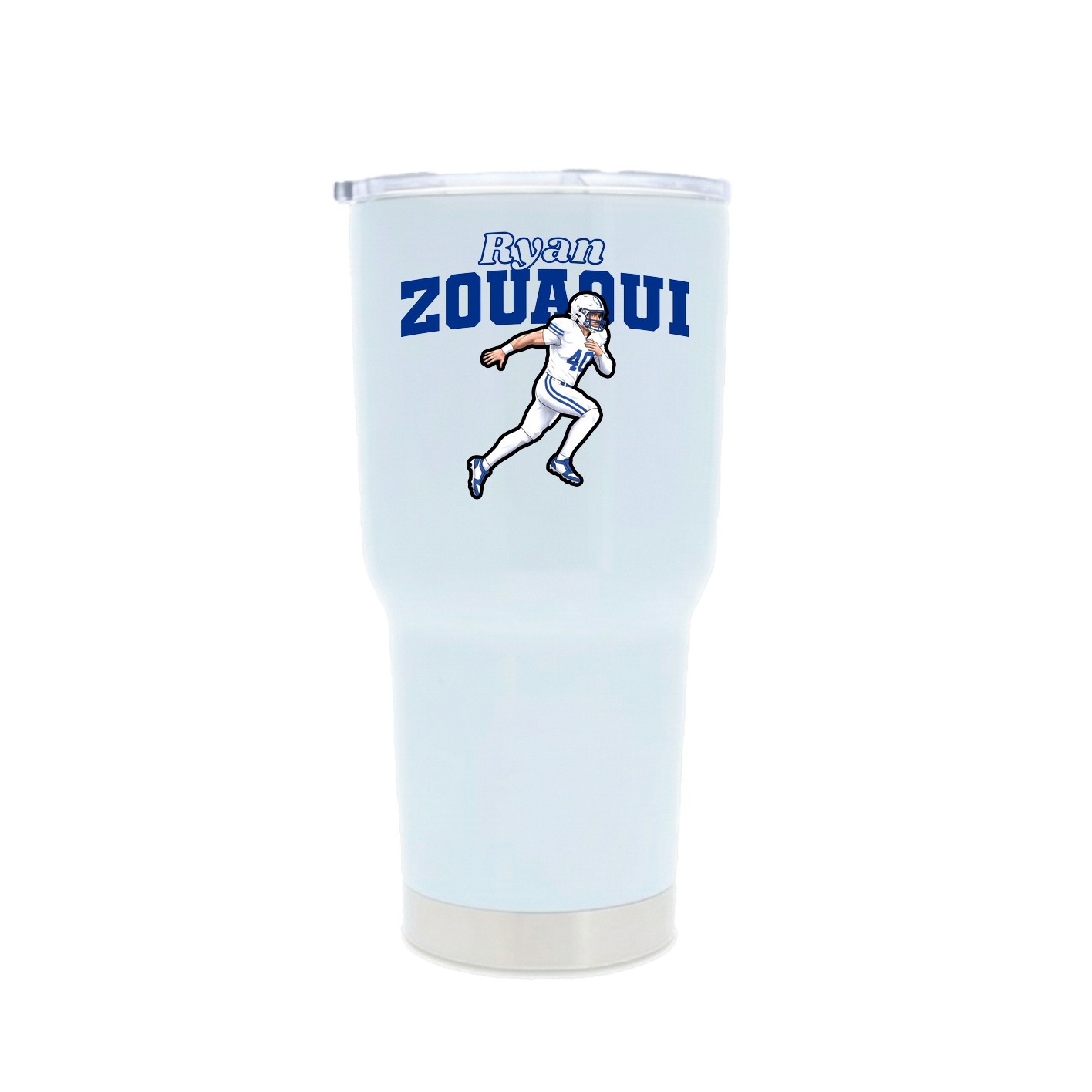 30oz Stainless Steel Tumbler — Name Arch in White