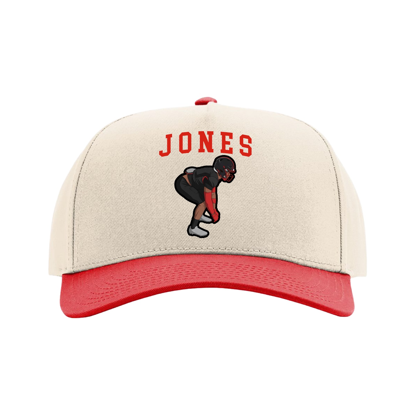 Full Fabric Five-Panel Champ Cap — Shirsey in Cream/Red