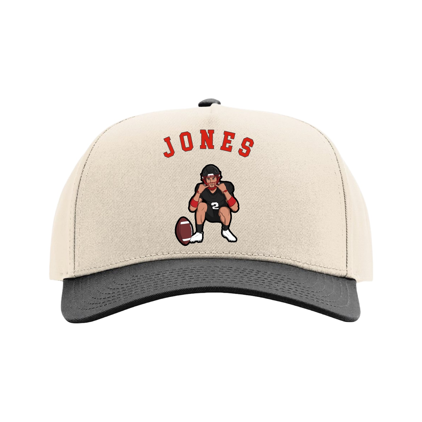 Full Fabric Five-Panel Champ Cap — Shirsey Arch in Cream/Black