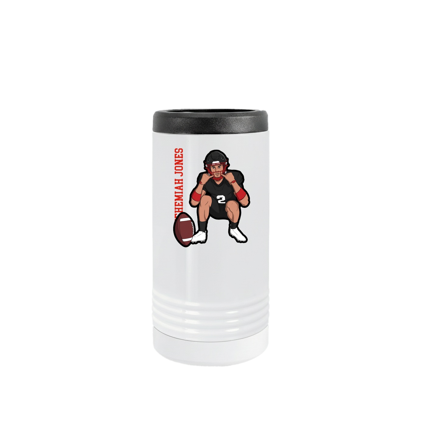 Slim Beverage Holder — Name Vertical in White