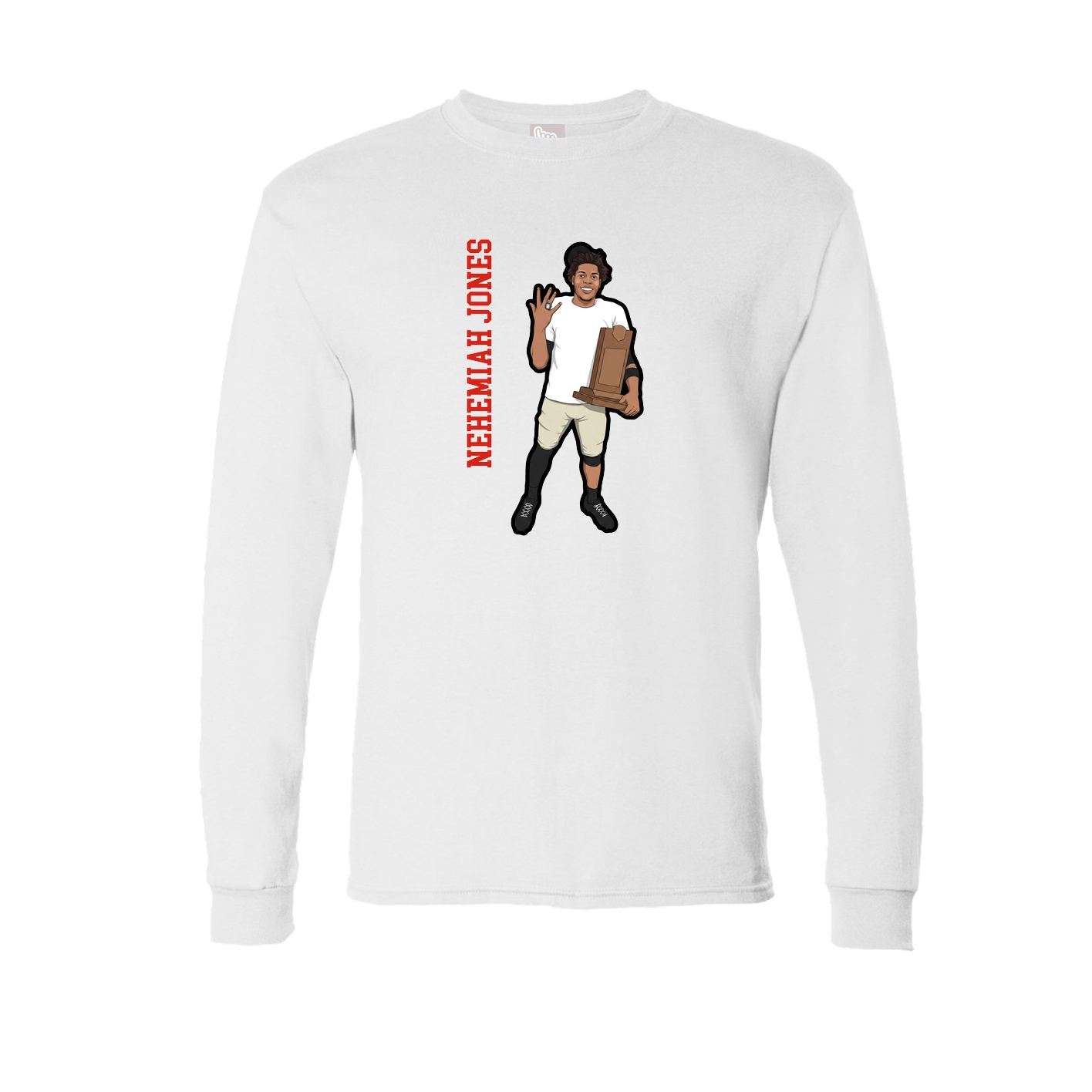 Long Sleeve Tee — Name Vertical in White